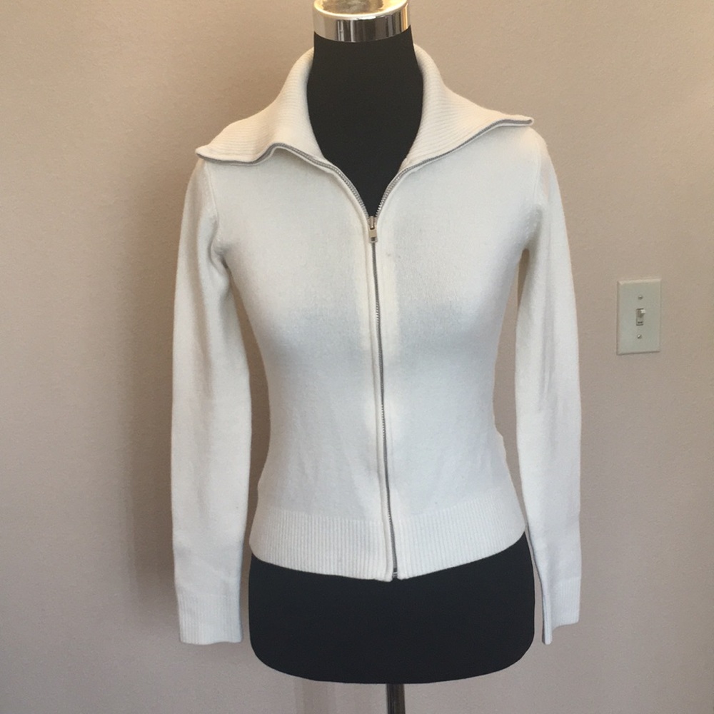 Cream French Connection Zip-up Sweater